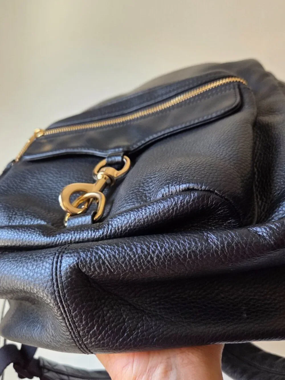 EUC LIKE NEW REBECCA MINKOFF PEBBLED GENUINE LEATHER LARGE BACKPACK BLACK